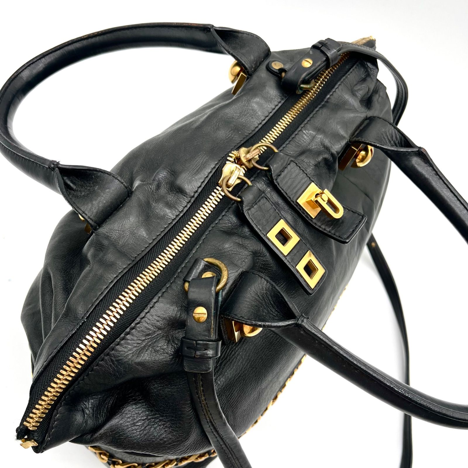 Auth Chloe Y2K Kira 2way Leather Tote Bag Shoulder Bag Black Auth Chloe Y2K Kira 2way Leather Tote Bag Shoulder Bag Black