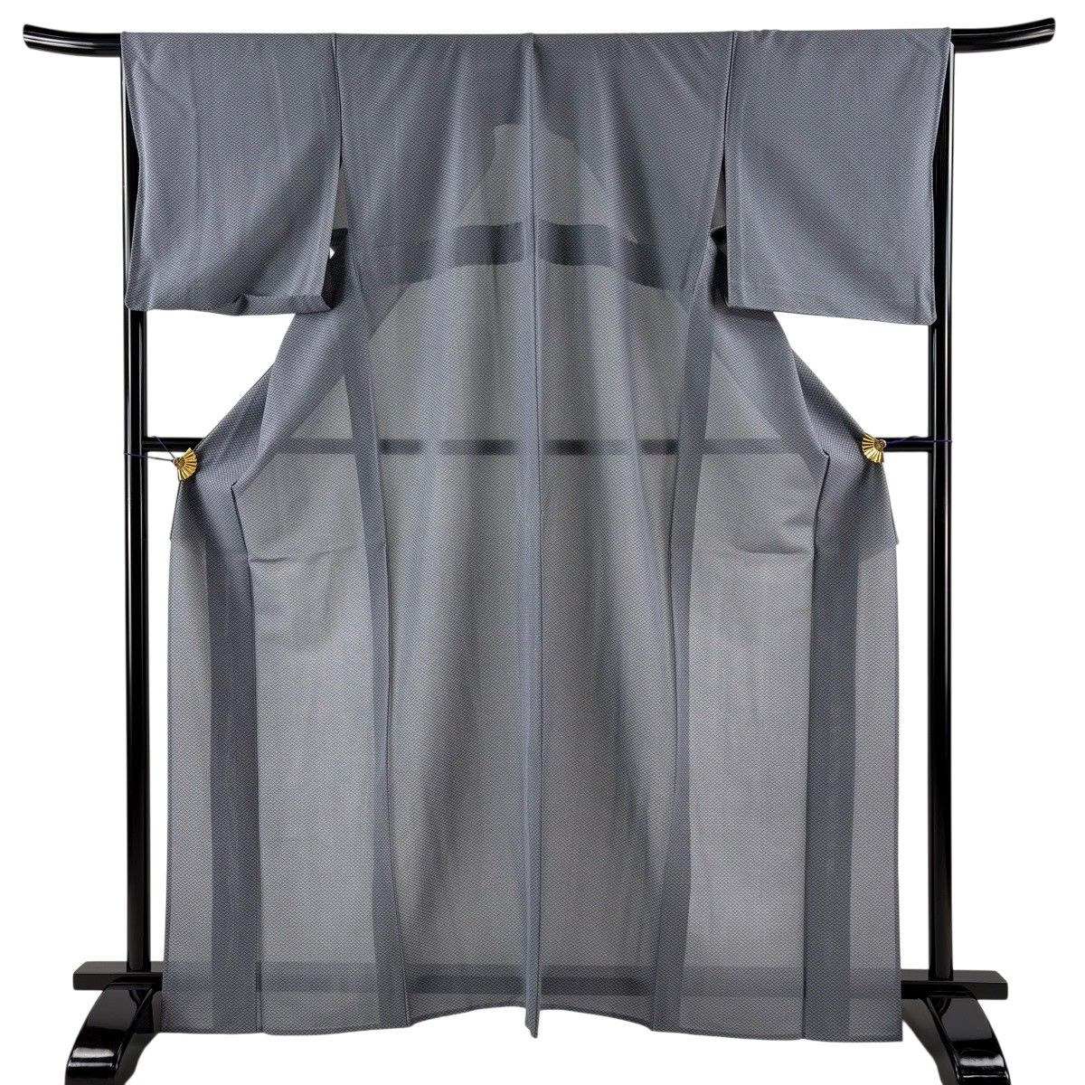 【美品】 江戸小紋 身丈165cm 裄丈67.5cm L 薄物 菊菱 青灰色 正絹 秀品 【中古】
