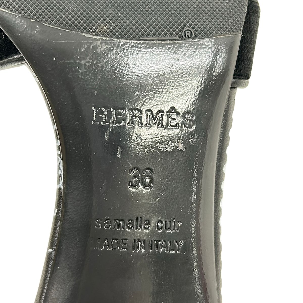HERMES(エルメス) サンダル 36 オアジス 黒×白 キーチェーン レザー