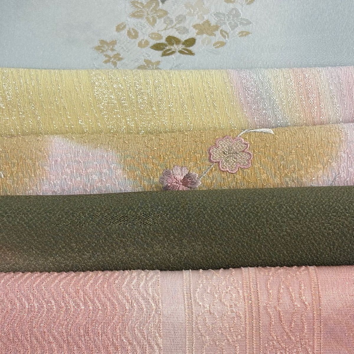 帯揚げ 優品 帯揚げ5枚セット 薄緑 正絹 和装小物 【中古】