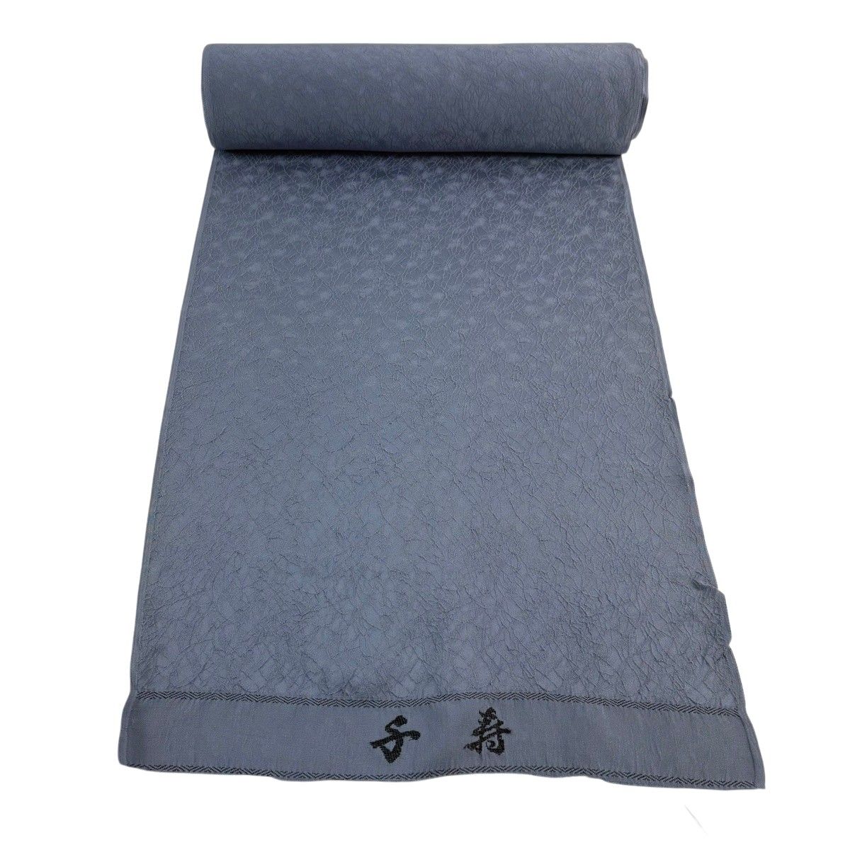 反物 秀品 色無地 地紋 青灰色 正絹 【中古】