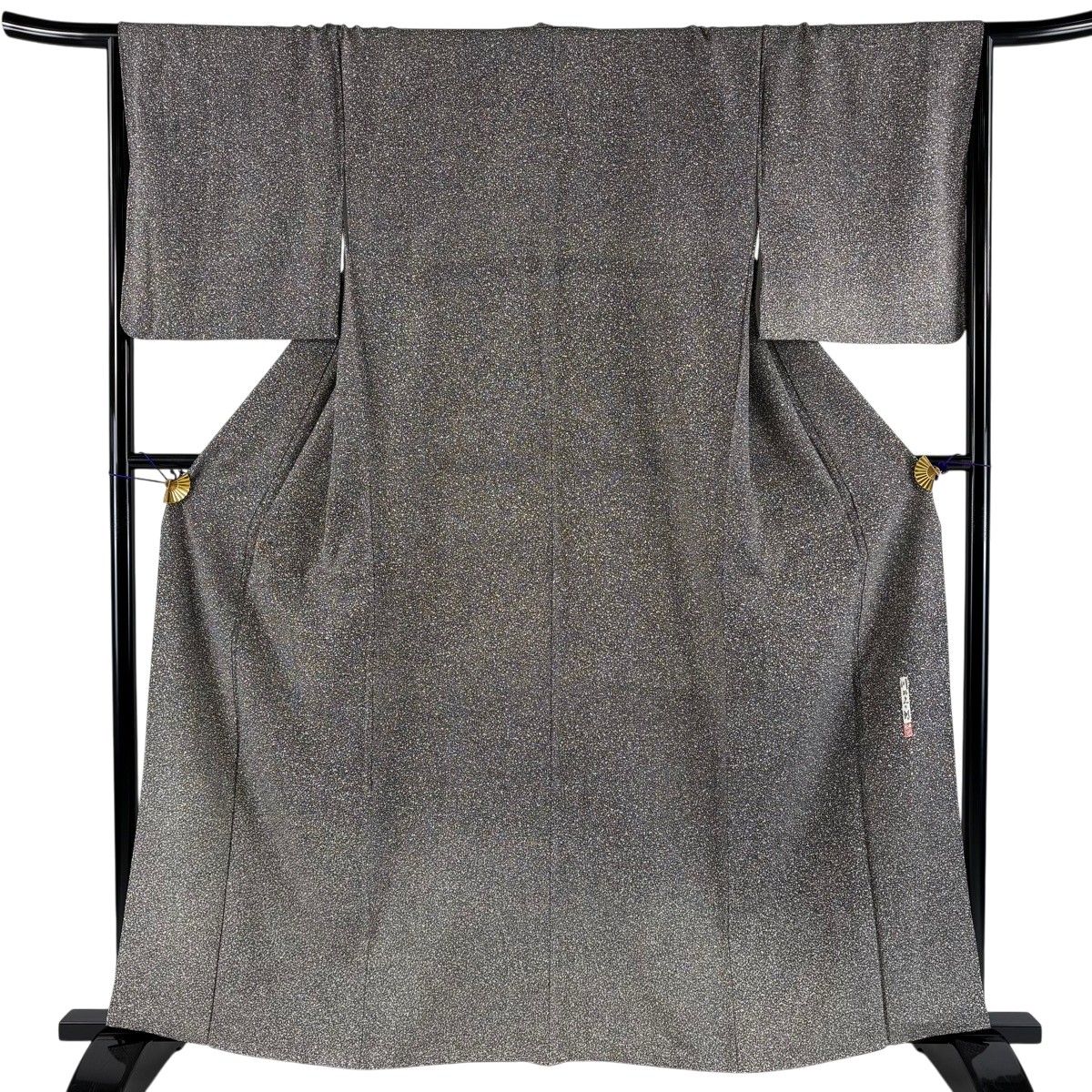 【美品】 付下げ 身丈162cm 裄丈67.5cm L 袷 川村久太郎 落款 幾何学模様 黒灰 正絹 秀品 【中古】