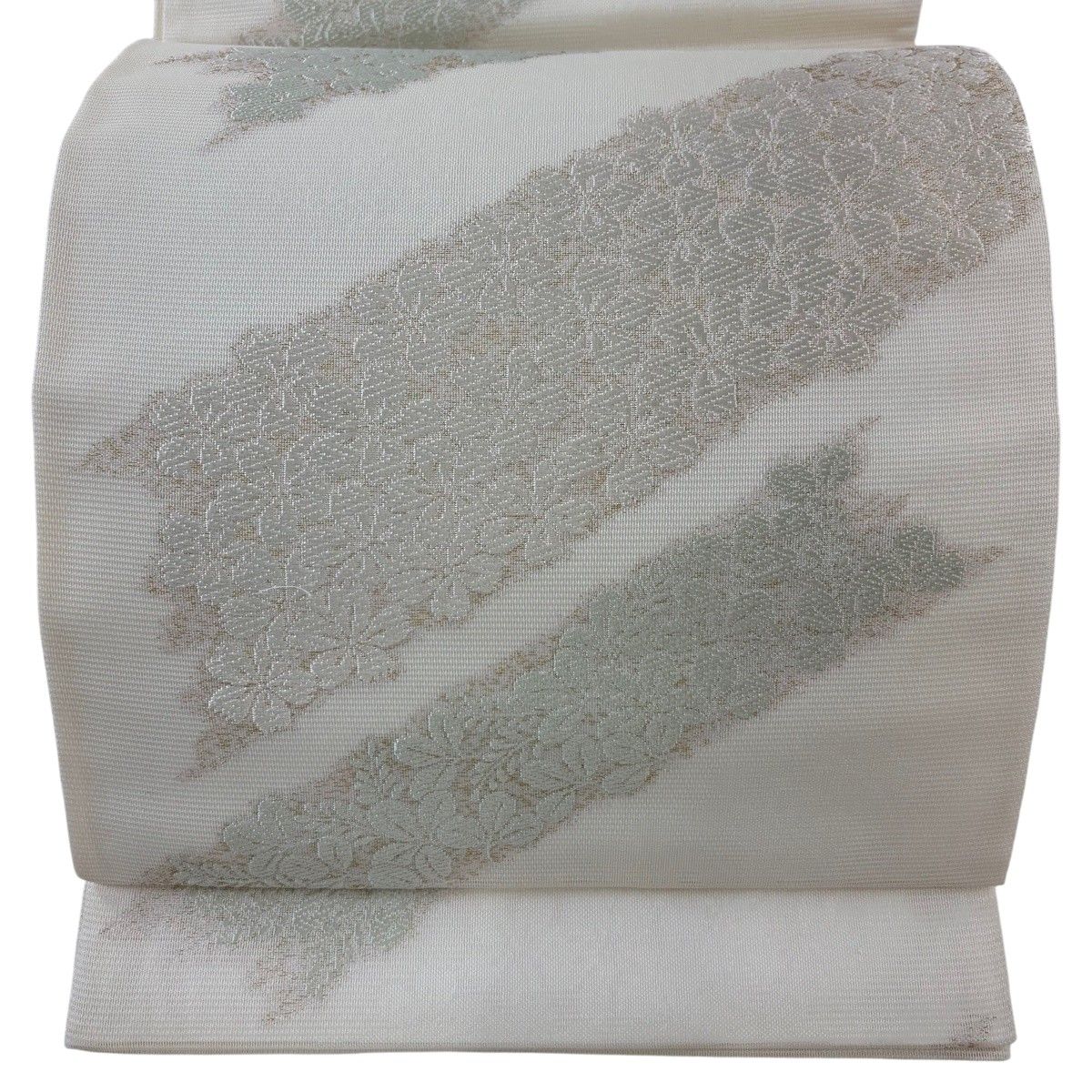 【美品】 袋帯 名品 夏帯 絽 桜 萩 金通し 唐織 クリーム 六通 正絹 【中古】