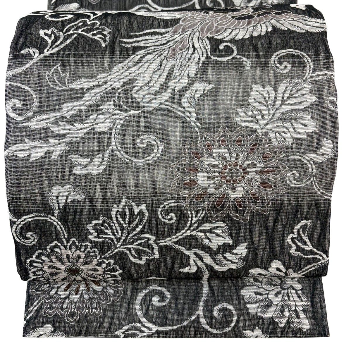 【美品】 袋帯 名品 日本蚕 本小石丸 やまと リバーシブル 夏帯 草花 箔 墨色 全通 正絹 【中古】 15,914円