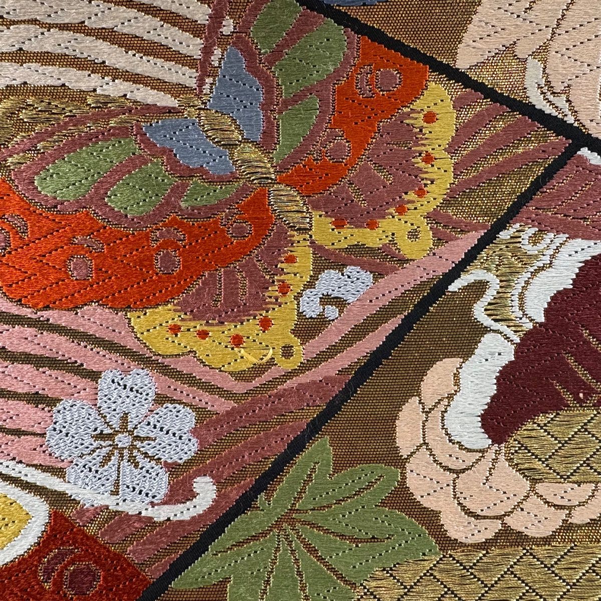 袋帯 六通柄 フォーマル用 正絹 花柄 箔 帯 入学式 卒業式 結婚式 金 