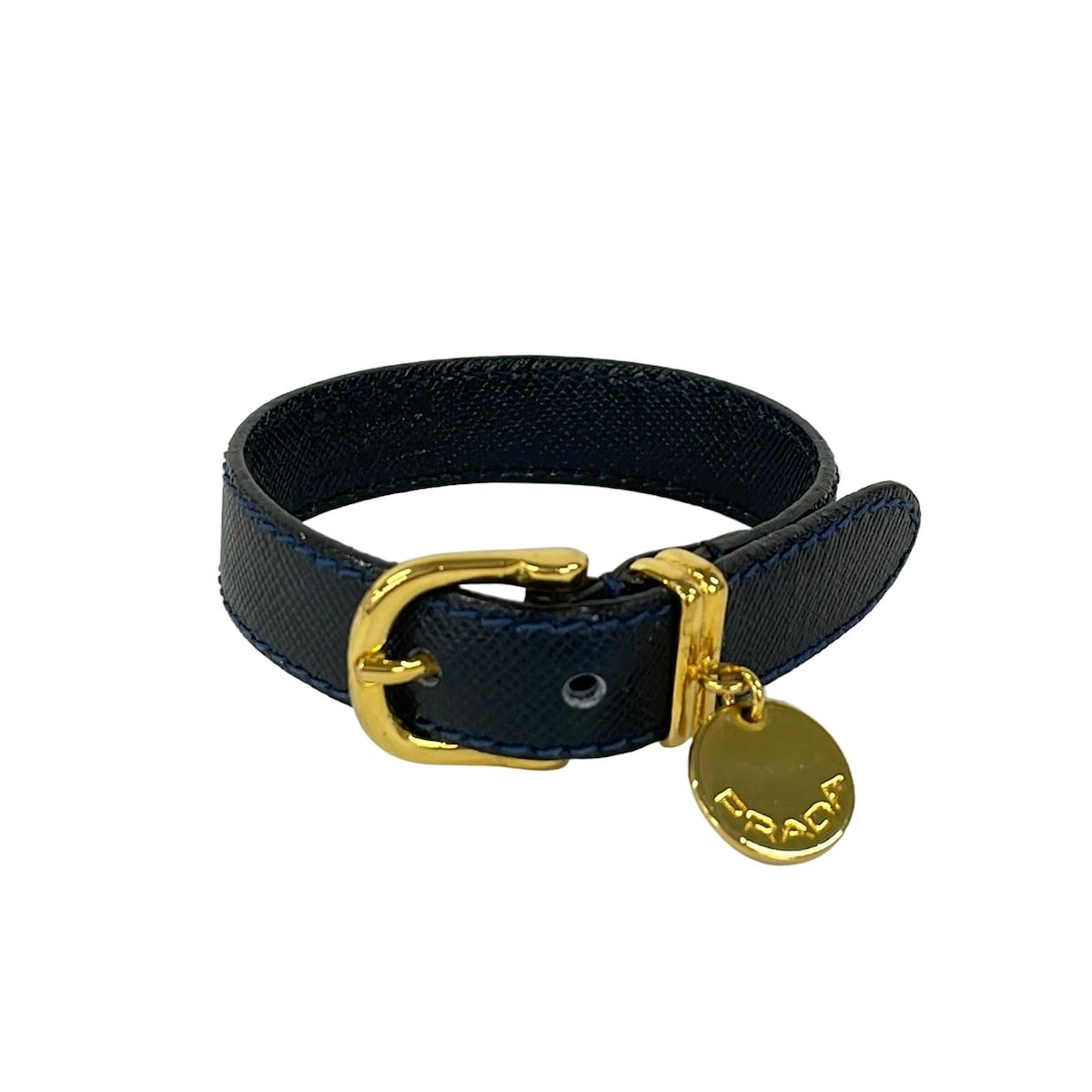 PRADA(プラダ) ブレスレット美品 - レザー ネイビー×ゴールド