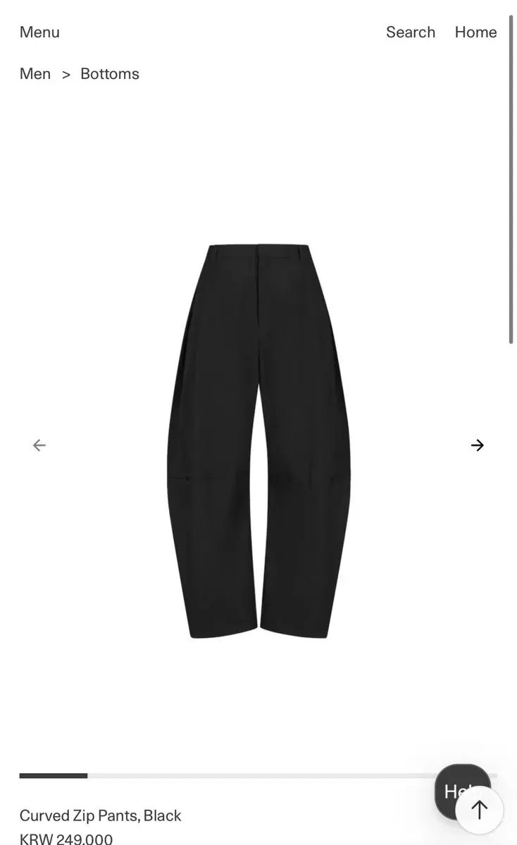 アモーメント カーブド ジップ パンツ ブラック