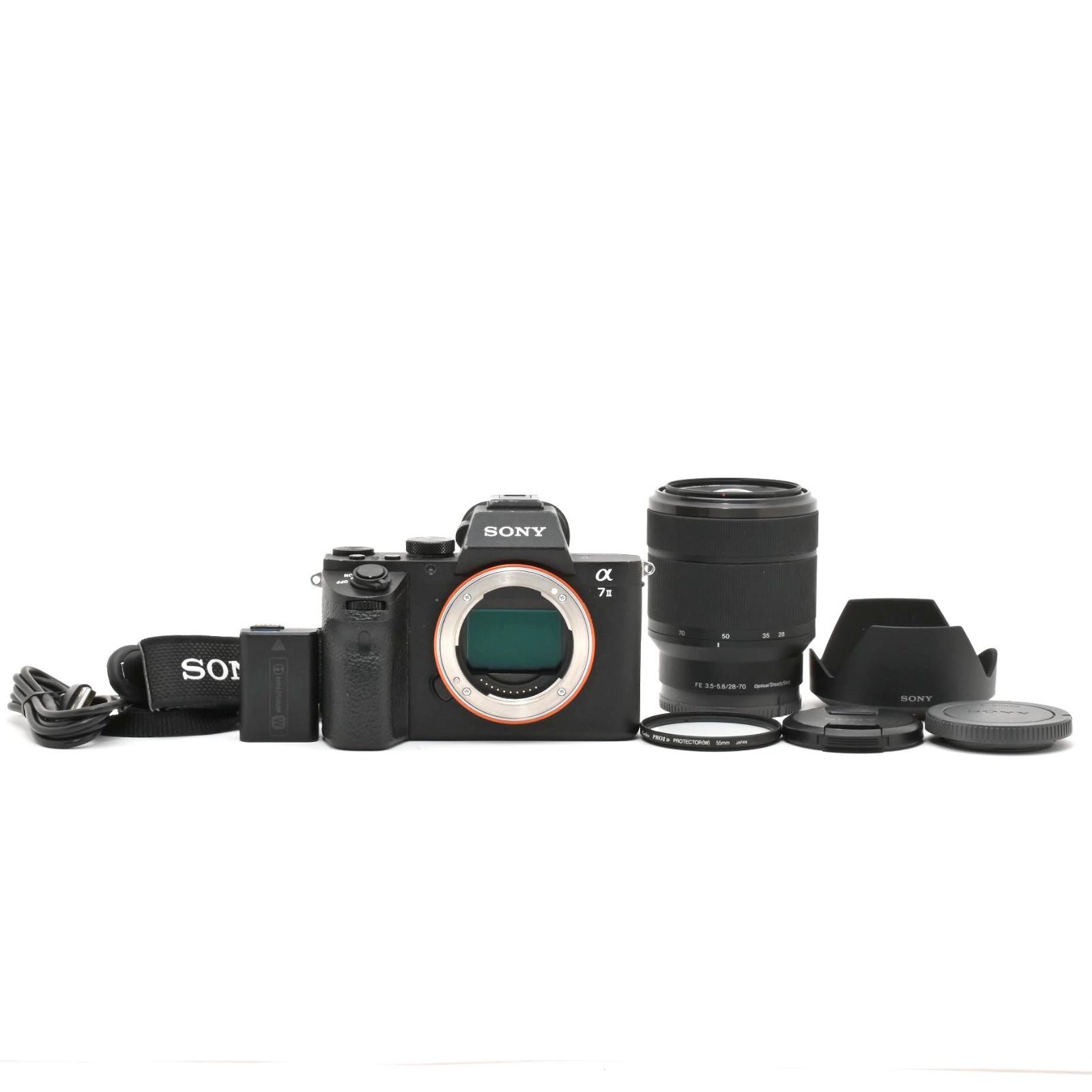 【良品・ショット数 10,870回、レンズフード付き、レンズフィルター付き】 SONY α7 II ズームレンズキット FE 28-70mm F3.5-5.6