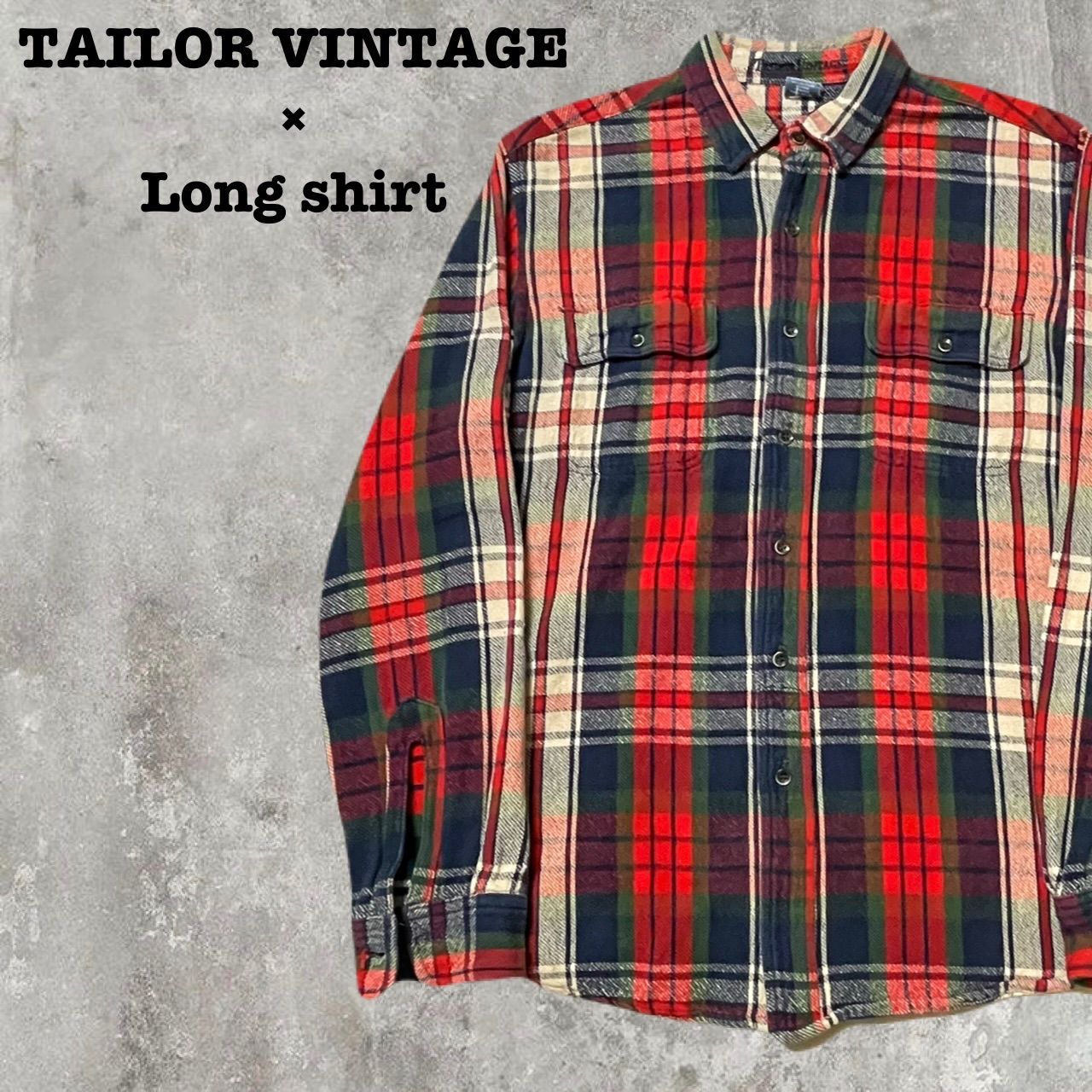 TAILOR VINTAGE ヘビー ネルシャツ L マルチカラー チェック 長袖 