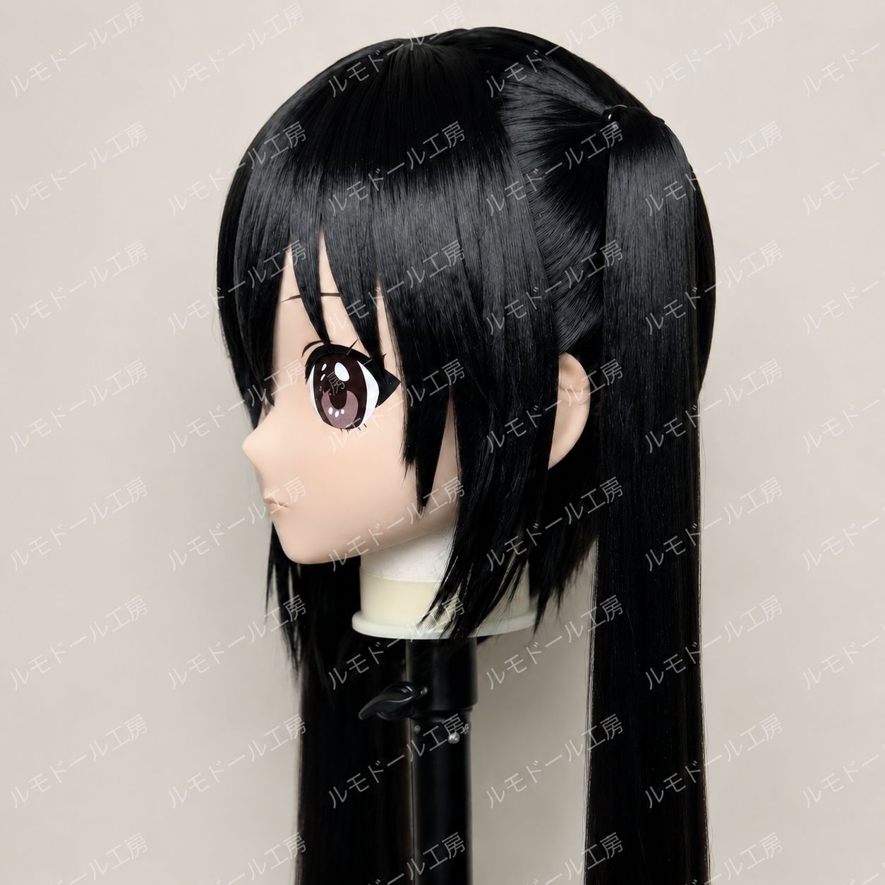 マスク 中野梓 風 けいおん! 風 黒髪 全頭 頭囲56cm kigurumi キグルミマスク 中野梓 風 けいおん! 風 黒髪ツインテール ブラウン