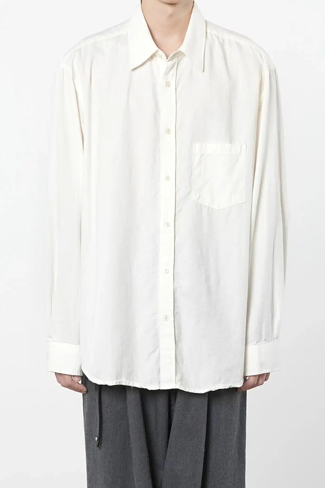 S Years ago Japanese wool cotton poika shirt Classic fit off white