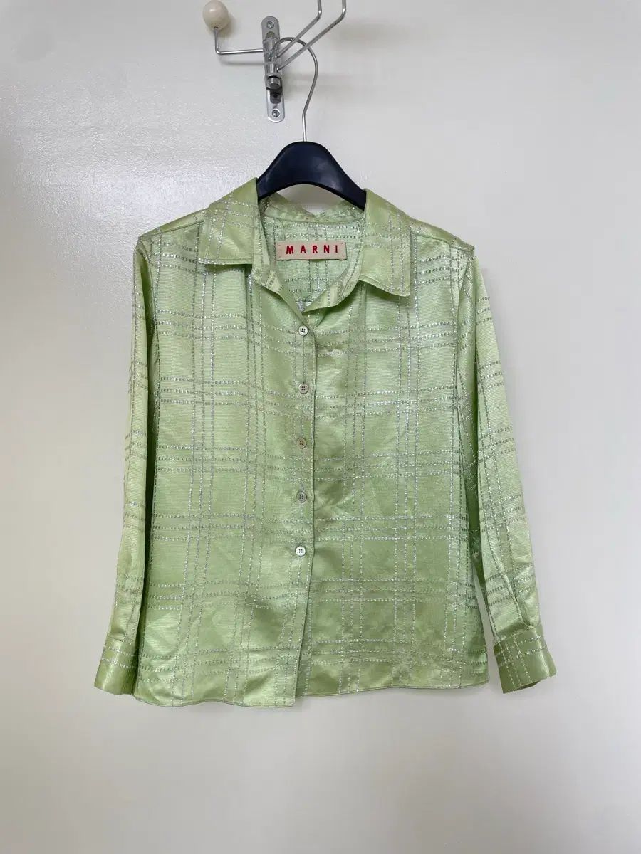 正規品 マルニ チェック シルク ブレンド シャツ