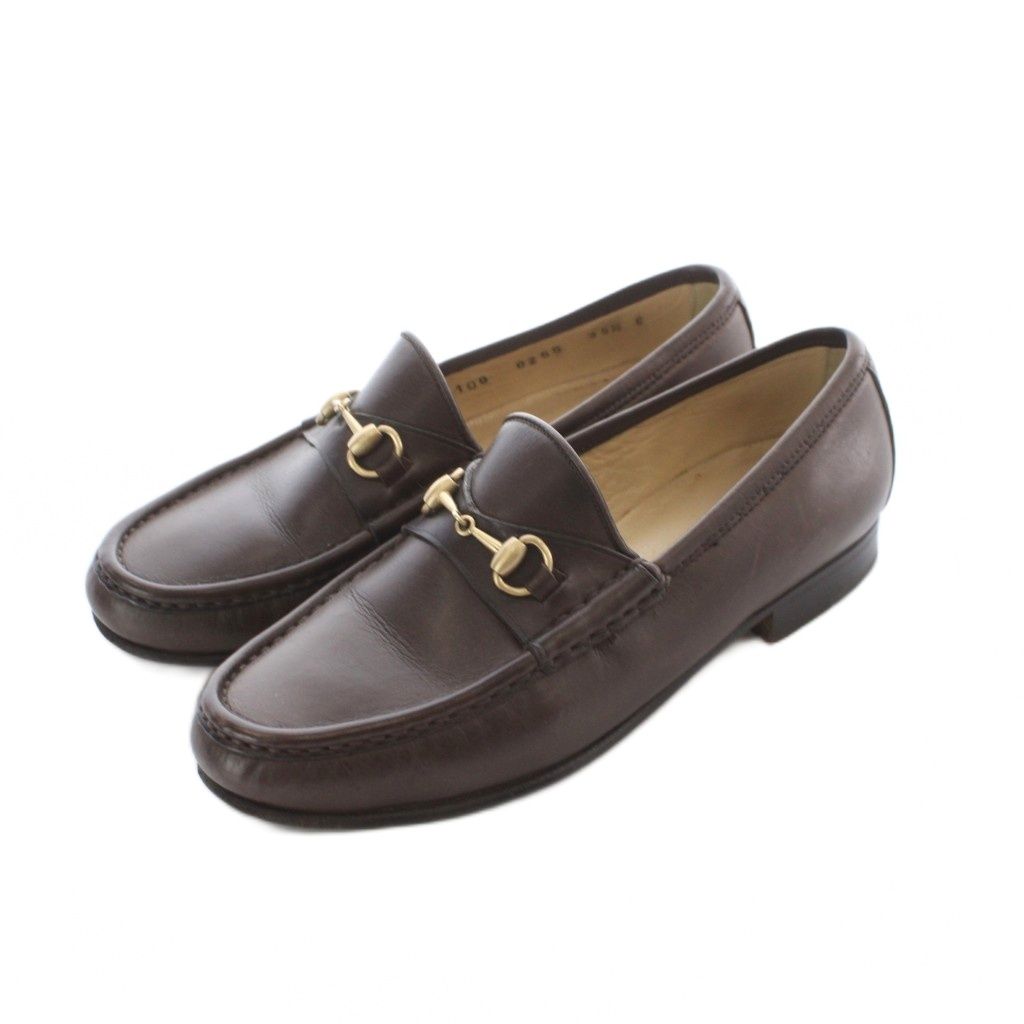 グッチ GUCCI ローファー モカシン レザー 本革 35.5 22.5cm ダークブラン こげ茶 ホースビット モカシン縫い /RI ■OS ■GY11 ■OH
