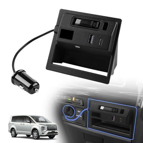 【新モデル】ACE LIGHTING 新型 デリカD5 増設電源ユニット シガーソケット 急速充電 ロール式Type-Cケーブル×1 Type-C PDボート×1 QC3.0 USBポート×1 増設ソケット 分配器 DELICA D:5 専用 f2826d1a