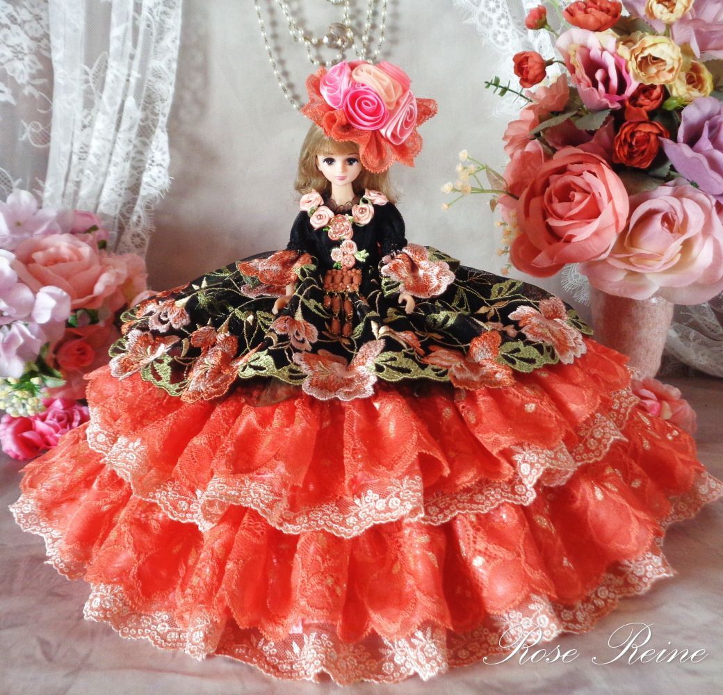 ベルサイユの薔薇 花の女王 大人の甘さ香るコーラルオーバーフリルドールドレス豪華3点セット