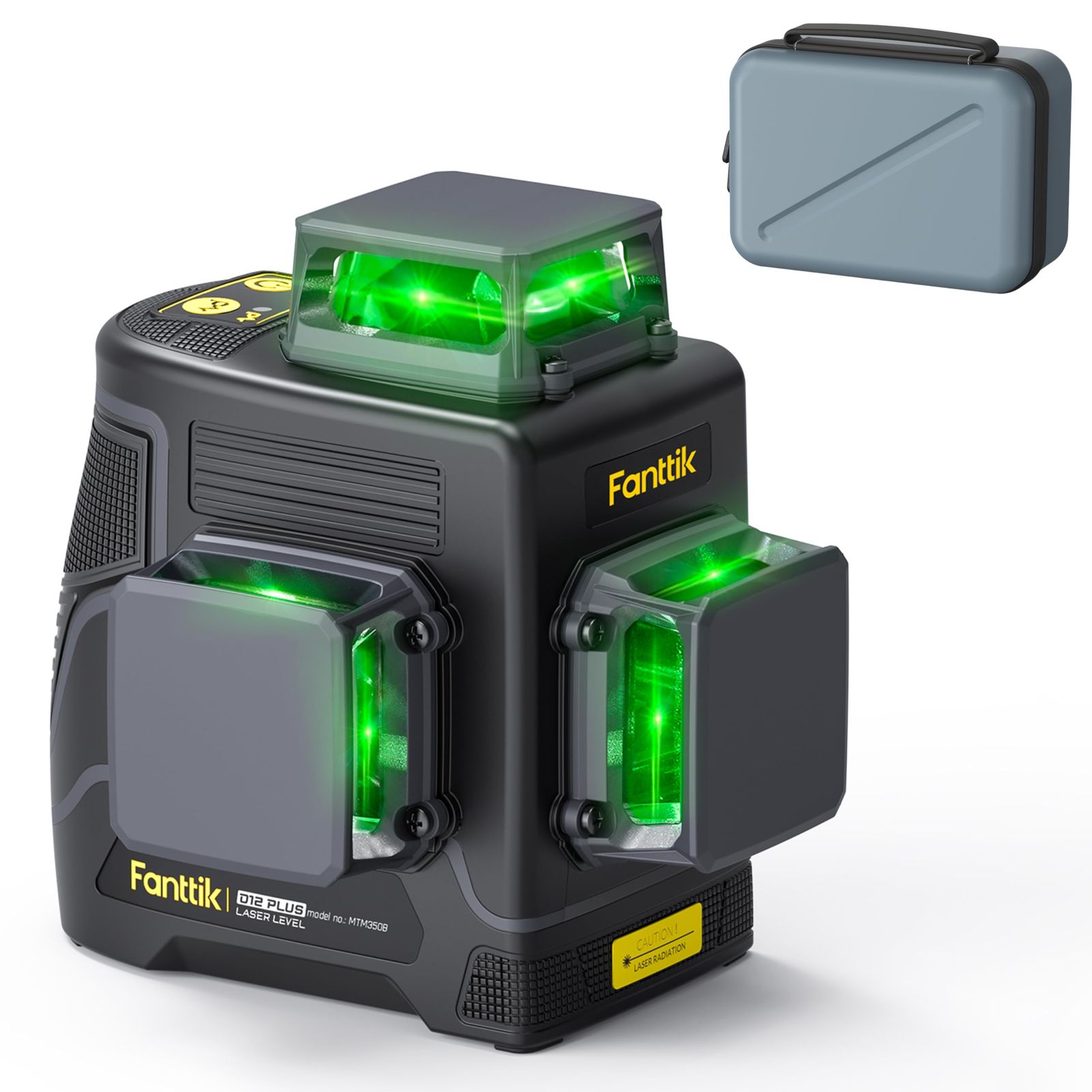 Fanttik D12 PLUS レーザー墨出し器 グリーン 3x360° フルライン 12ライン 3D レーザー 5200mAh USB-C充電式 自動補正 傾斜モード パルスモード IP54防水防塵 磁気スタンド/専用収納ケース付き 建築 691191ca