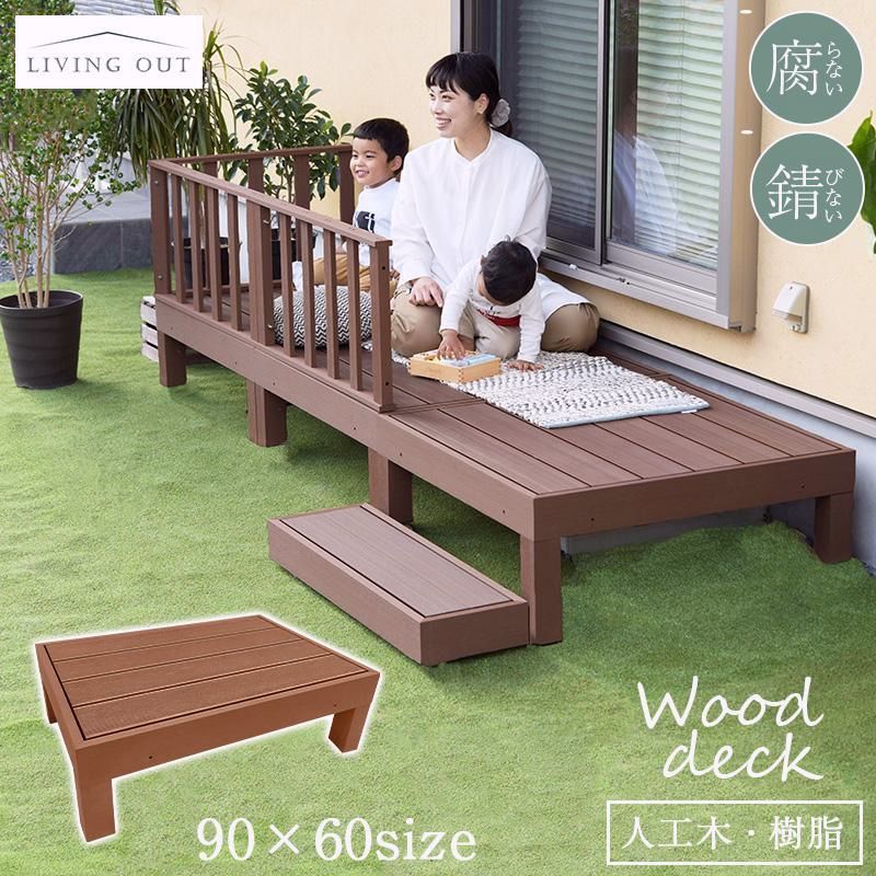 【送料無料】人工木 ウッドデッキ 組立簡単 庭 ベランダ テラス コンパクト 屋外用 耐久性 防水 防腐 メンテナンス不要 木目調 おしゃれ DIY