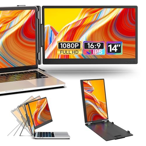 デュアルモニター 14インチ モバイルモニター 持ち運 IPSパネル ポータブルデュアルディスプレイ FHD 1080P ノートパソコンモニタ拡張2画面 び軽量、に適用ノートパソコン13-17インチ USB-C/HDMIポート付き、対応 Wi 093cbf18