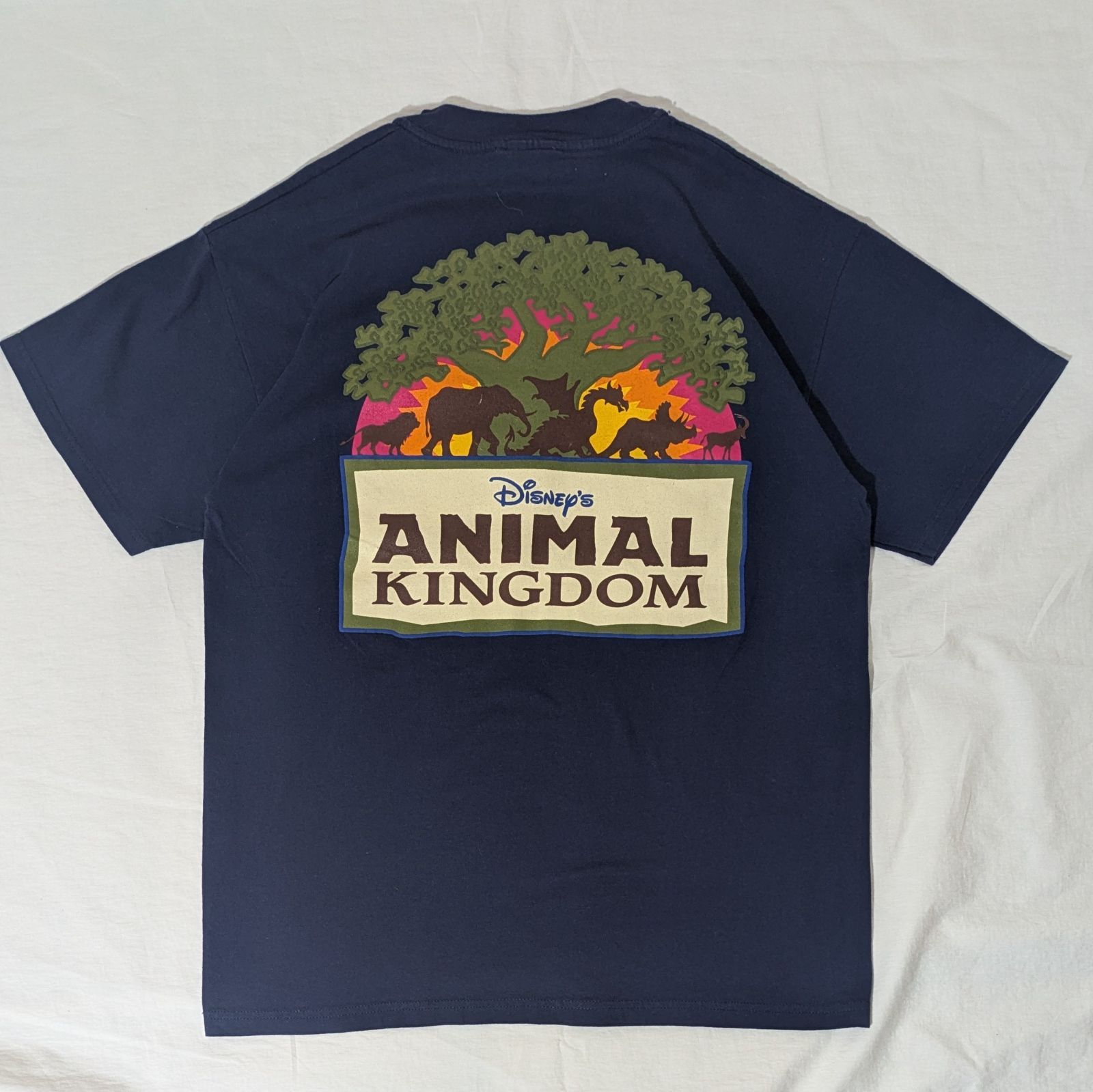 90s アニマルキングダム　ディズニーDisney Tシャツ ネイビーLサイズ相当 　両面プリント