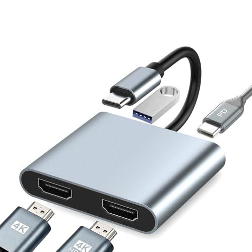 USB Type-C デュアル HDMI 変換アダプタ 4K@60Hz 対応 2 画面出力 拡張表示 分配器 USB3.0 ポート PD100W 充電 MacBook Air/Pro Dell HP Lenovo Chromebook Sur f8c1ef8e