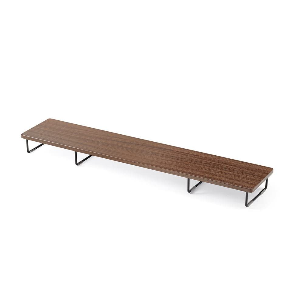 イーサプライ モニター台 パソコン台 机上 卓上 木製 幅100cm 奥行20cm 高さ8.5cm ロング 2画面 キーボード収納 ダークブラウン EEX-DES21DBRas b66cfd61