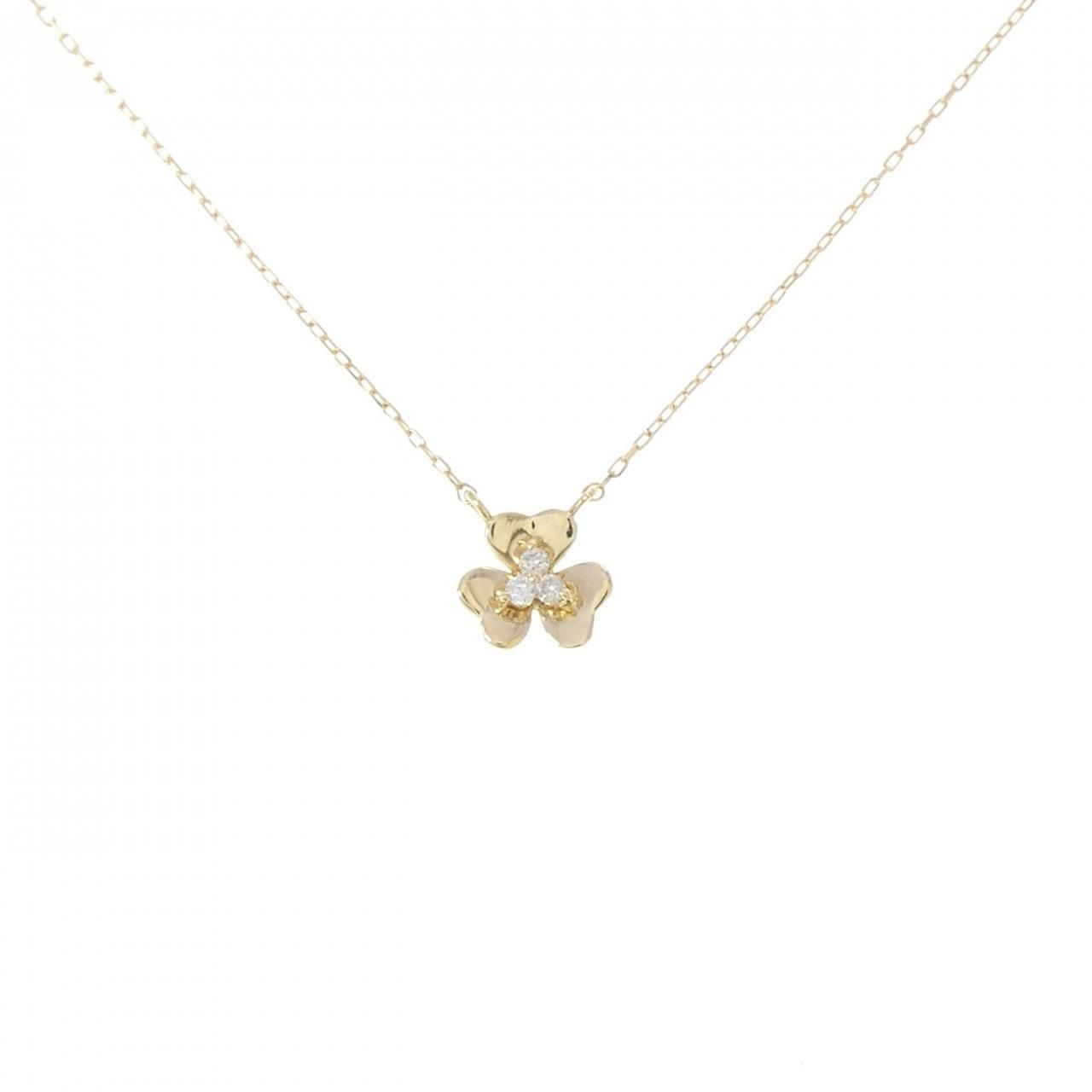 K18YG クローバー ダイヤモンド ネックレス 0.03CT