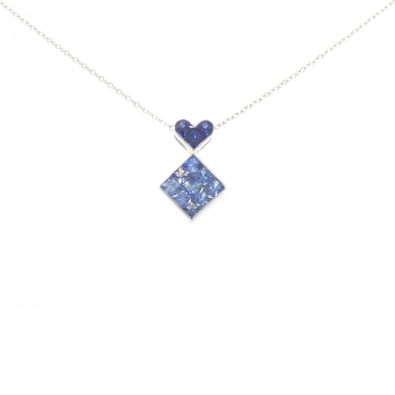 K18WG ハート サファイヤ ネックレス 0.74CT