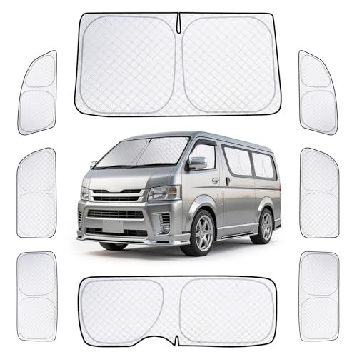 ZATOOTO 車 サンシェード トヨタ ハイエース ワイドボディ 2004年~2018 専用 8枚セット カーテン 車用 サンシェード 断熱 遮光シェード 全窓目隠し 車窓日よけ 車中泊グッズ アウトドア 日除け 防災 取付簡単 収納袋付き 185adea4