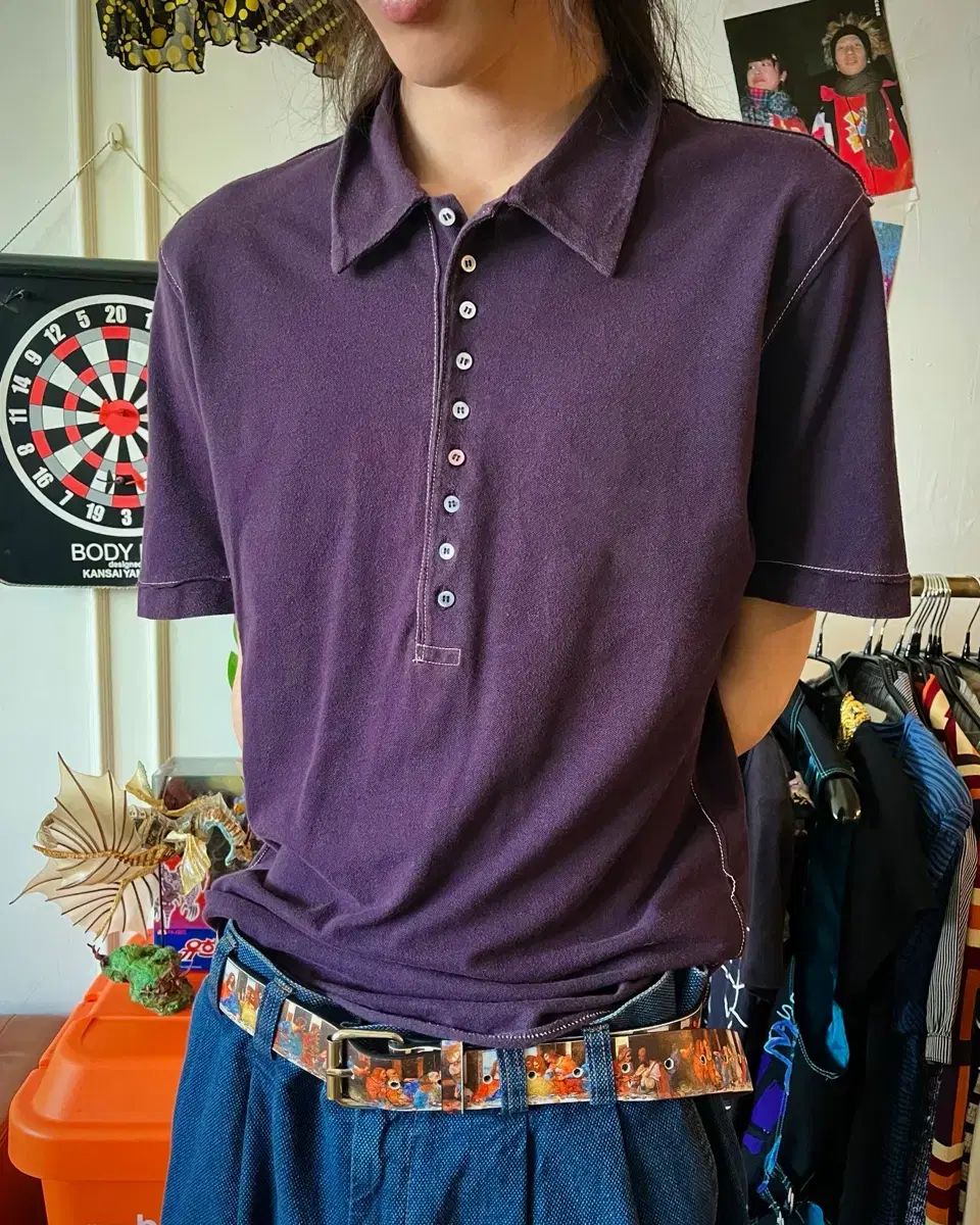 PAUL SMITH ポール・スミス ヴィンテージ 9ボタン スティッチ デザインテープ 半袖 Tシャツ