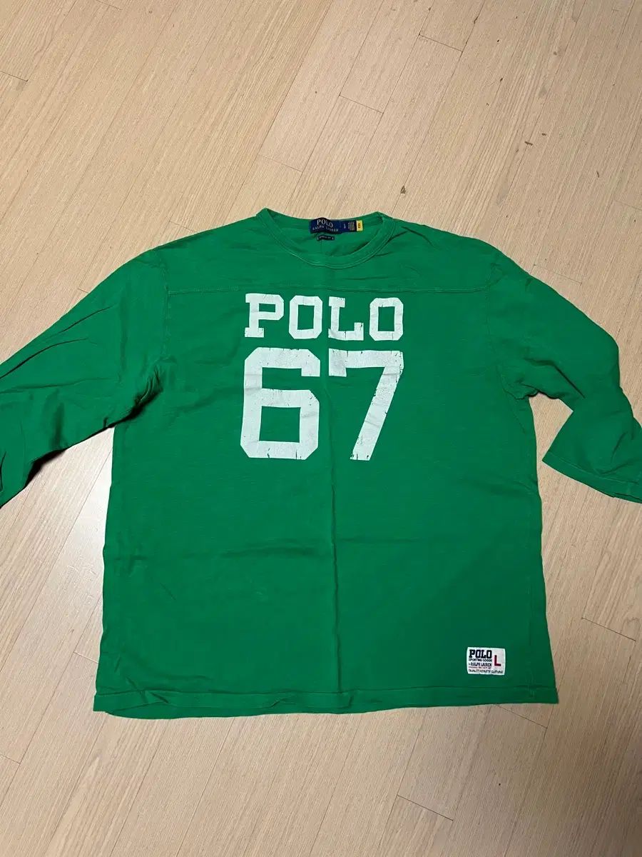 ポロ ラルフローレン グリーン 67 ナンバリング 長袖 Tシャツ L