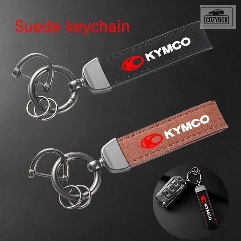 ダウンタウンキーホルダー レザースエードキーホルダーオートバイキーリング KYMCO ダウンタウン