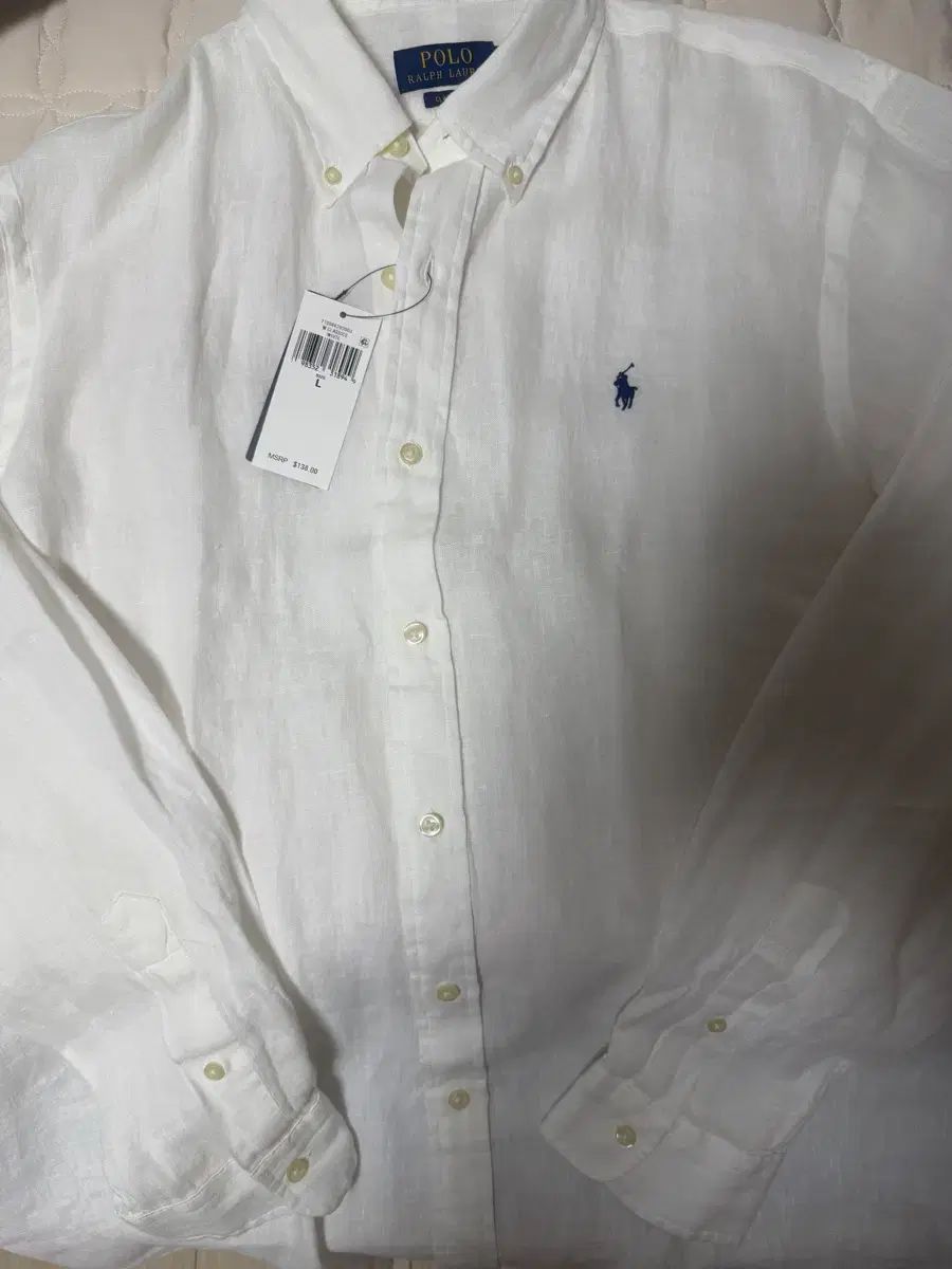 新品 ポロ ラルフローレン クラシックフィット リネン シャツ 白 Lサイズ