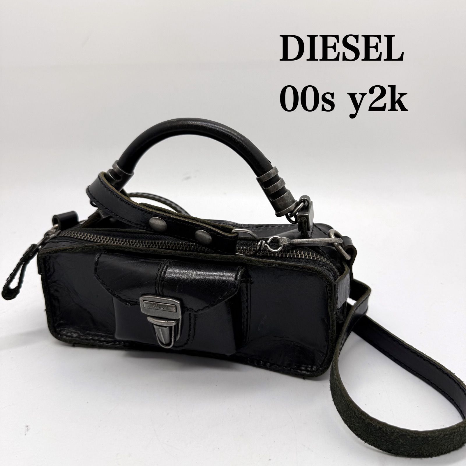 DIESEL 00s y2k archive 2way Leather BOX mini bag ディーゼル 