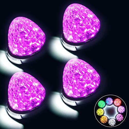 LEDサイドマーカーランプ 24V トラック用 路肩灯 ピンク Pinkクリアレンズ 8面クリスタルカット 新型LEDマーカー ダウンライト 高輝度 色選択可 16連無極性 取付簡単 耐高温PC素材 丸型 4個セット (ピンク, 4個セット) da99f1bf