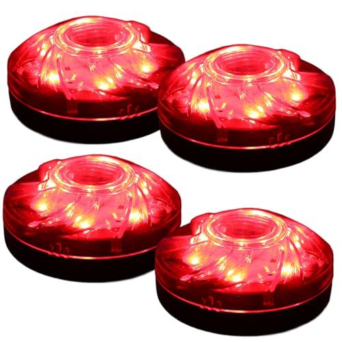 シャンディニー警告灯 LED 点滅ライト 電池式 フラッシュライト マグネット式 緊急灯 回転灯 高輝度 車用 工事 現場 防水 防塵 非常灯 赤色 作業灯 レッド 4個セットts f232f6dd
