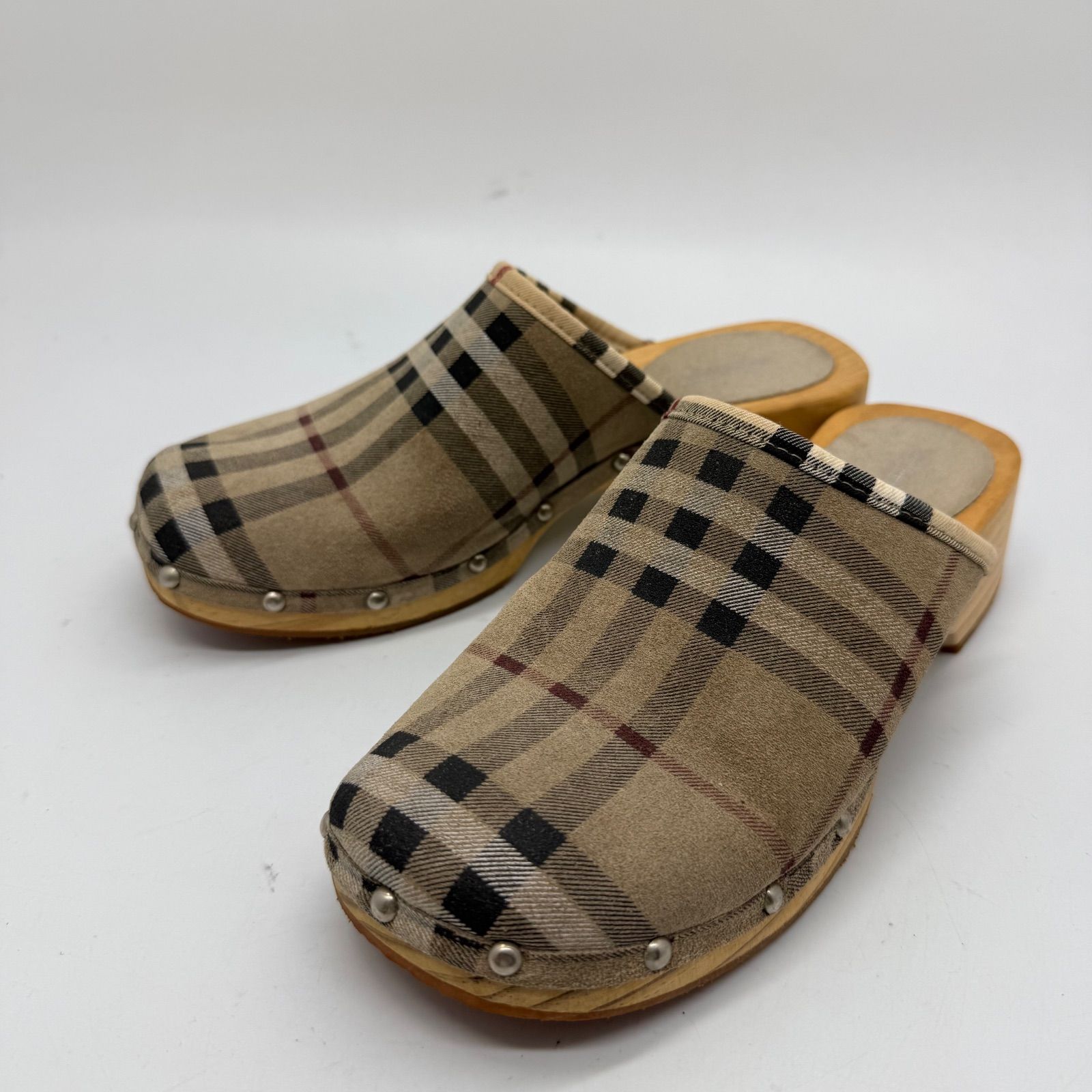 BURBERRY 00s y2k archive clog sandals sabot 37 バーバリー 木靴