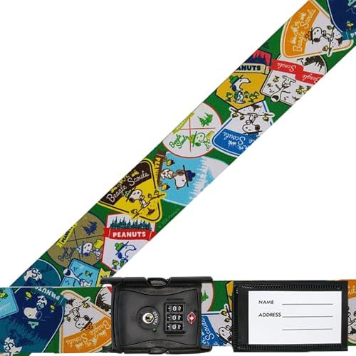 SNOOPY スーツケースベルト ワンタッチ 便利 荷物 固定 ネーム付き 旅行便利グッズ じょうぶ 日本製 かわいい キャラクター スヌーピー ワッペン TSAロック 鍵付きas 5d66710b