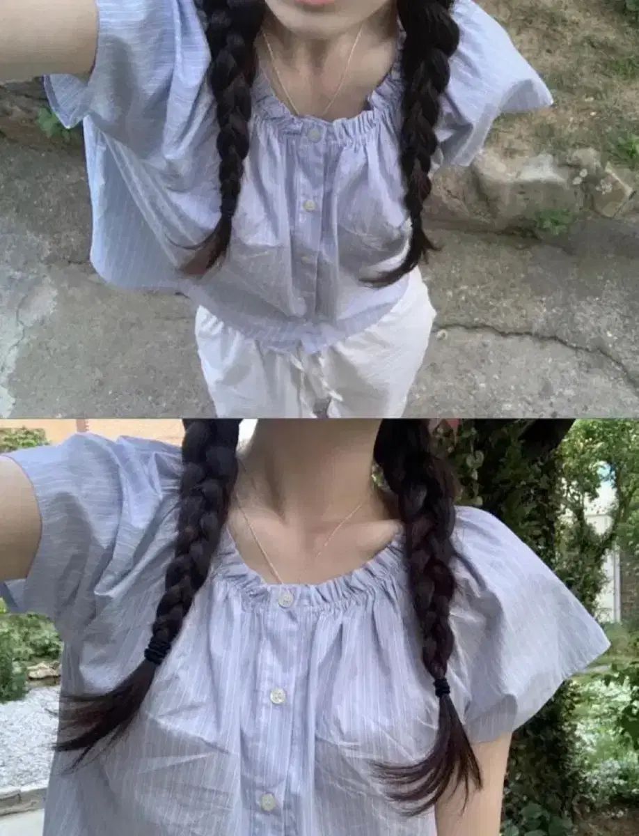 ストライプ パフ袖 ブラウ PETER AND WENDY