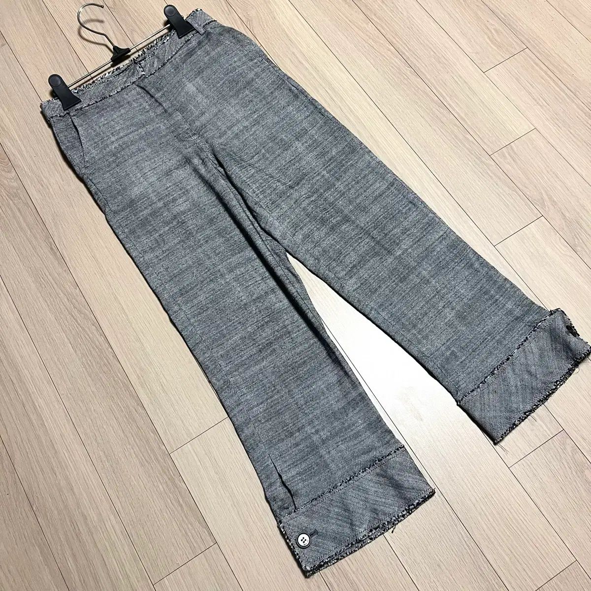 デラララ Della lana ツイード風 レーヨン クロップド パンツ スラックス ズボン 春 夏