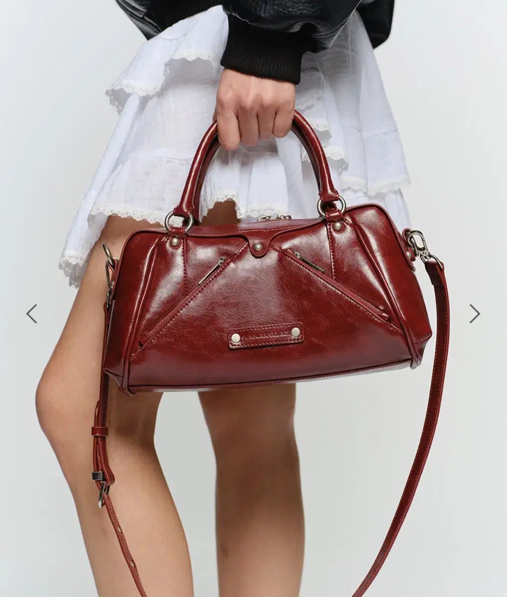 サンバーンプロジェクト FAUX LEATHER MINI M O S BAG バーガンディ
