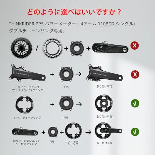 THINKRIDER PP5 スパイダーパワーメーター ANT+/BlE対応 110BCD 4 本ボルトクランク対応 ロードバイク用★m c7973cb7