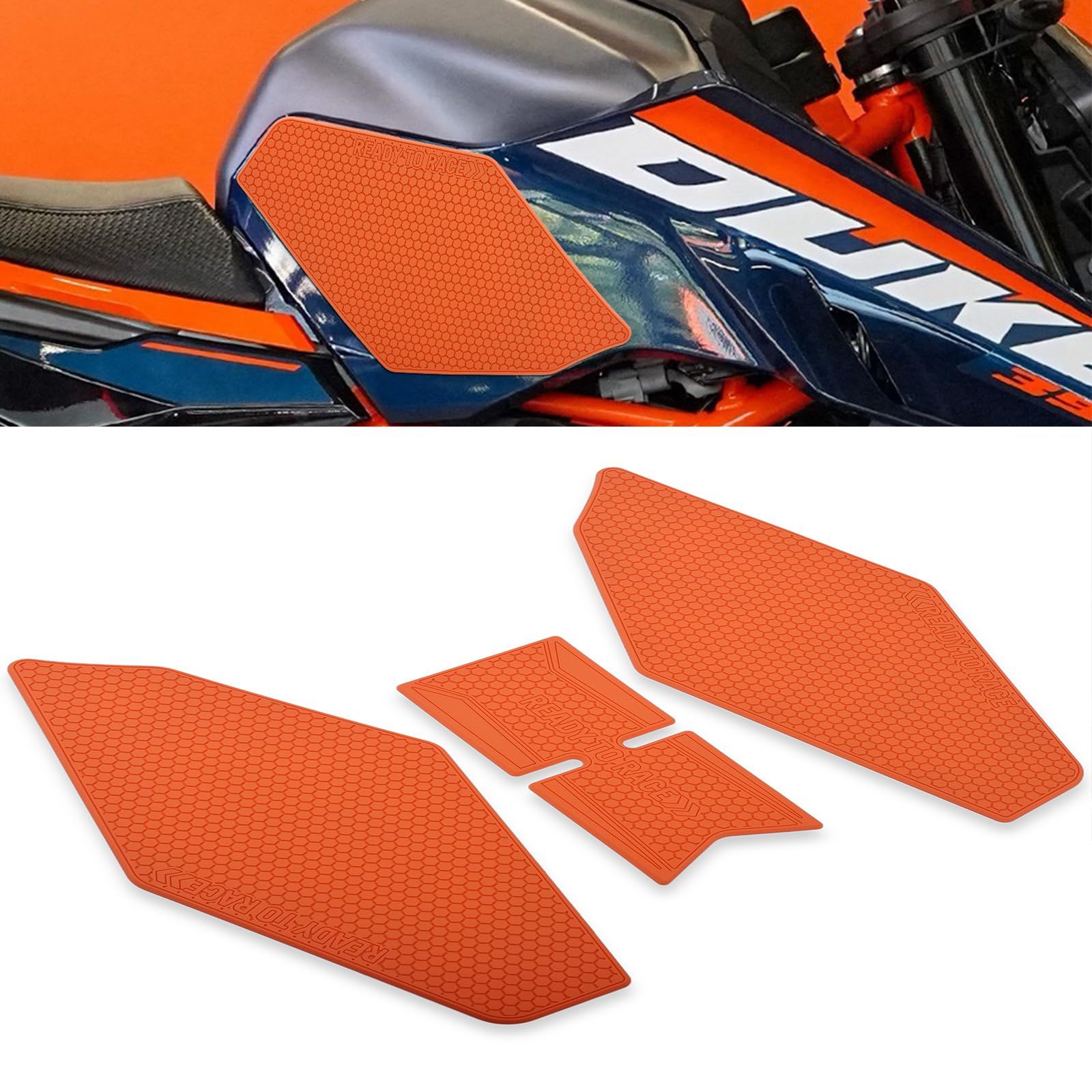 新品 BYEMTTY トラクションパッド ストリートバイクキット に対応 KTM DUKE390 DUKE250 DUKE125(2024~) タンクパッド (オレンジ)