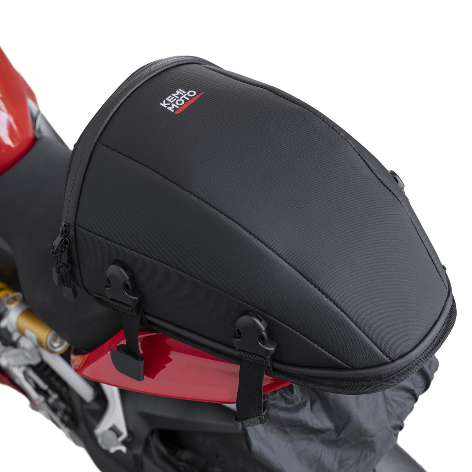 新品 KEMIMOTO シートバッグバイク用 拡張機能あり10.5-12.5L シートカウル風 レザー レインカバー付き 耐久性 滑り止め スーパースポーツバイクに最適 CBR125R/250R/400R/650R/1000R/ninja250/z250/40