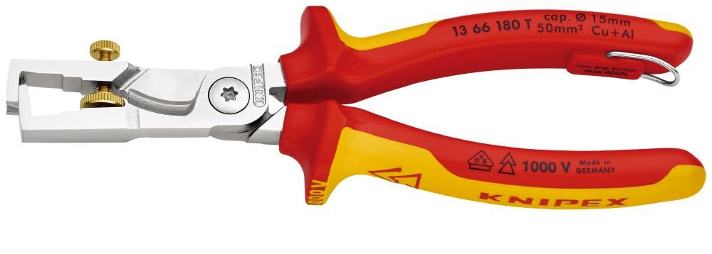 新品 KNIPEX クニペックス StriX 1000V絶縁カッティングストリッパー 全長180mm 落下防止付 1366-180T