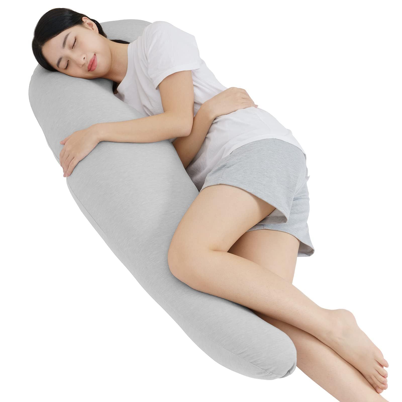 ☆新品☆HOMFINE 抱き枕 だきまくら 抱きまくら カバー付き 横向き寝 気持ちいい ふわふわ 男女兼用 寝返りサポート 体にフィット 体圧分散 快眠グッズ カバー洗える 海馬型 130cm (グレー, 130x40cm) 8fef866b