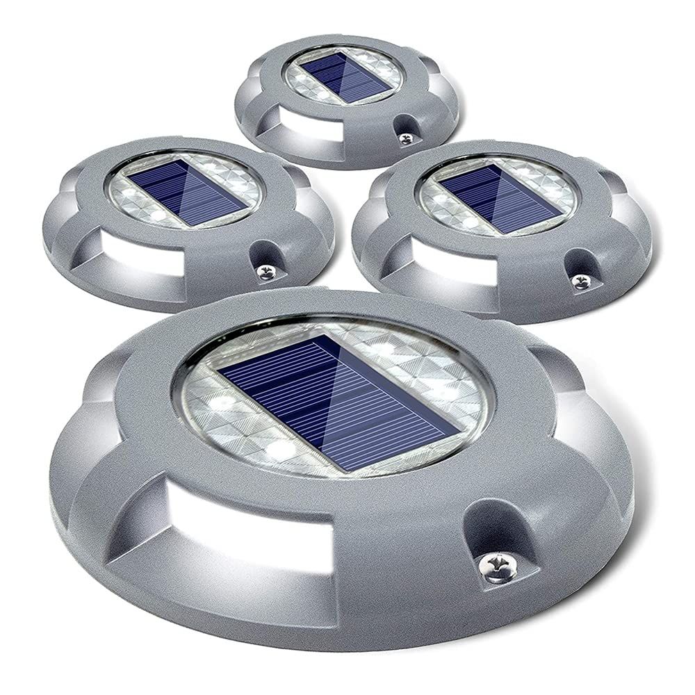 Siedinlar ガーデンライト 埋め込み式 ソーラーライト 屋外 防水 LED 金属製 デッキ 玄関 階段 足元 芝生 園芸 道路 駐車場 自動点灯 太陽光発電 白色光 4個セットts 89fe0844