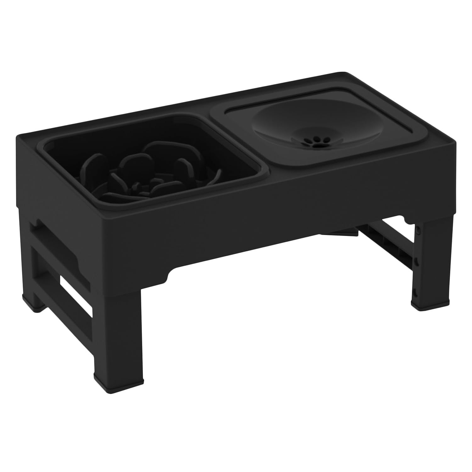 [HafaAdai] 犬 ご飯台 早食い防止 小型犬 中型犬 犬えさ皿 洗える 食器台 水飲み皿 スタンド フードボウル 折りたたみ 3段階 高さ調節可能 (ブラック)as fccd4dfc