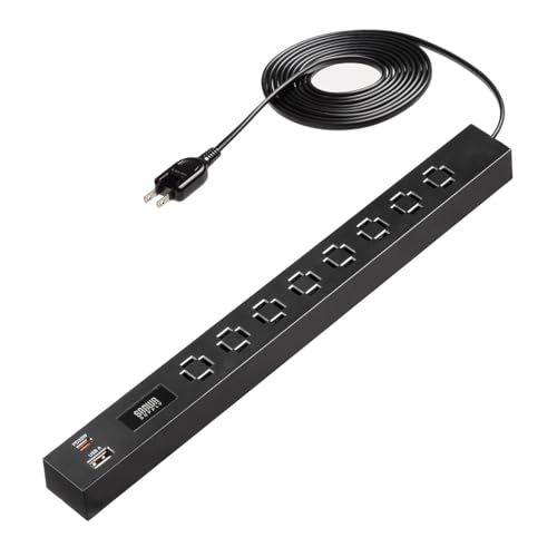 サンワダイレクト 電源タップ USB付き AC 8個口 3m Type-C USB A 急速充電 絶縁キャップ スイングプラグ 延長コード スリム ブラック 700-TAP082-3BKpms 10121828