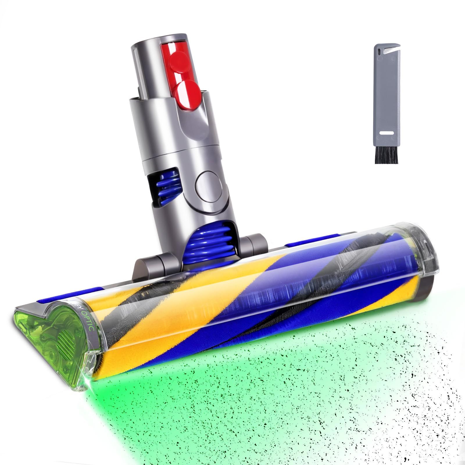 V12 掃除機用交換ヘッド、軽量版ほこり検出グリーンランプ付き、ダイソンと交換性ある V12 Detect Slim SV20・SV30・SV46・Digital Slim SV18 掃除機と互換性ありクリーナーヘッド交換部品、硬い木の床や畳 71f1b7f9