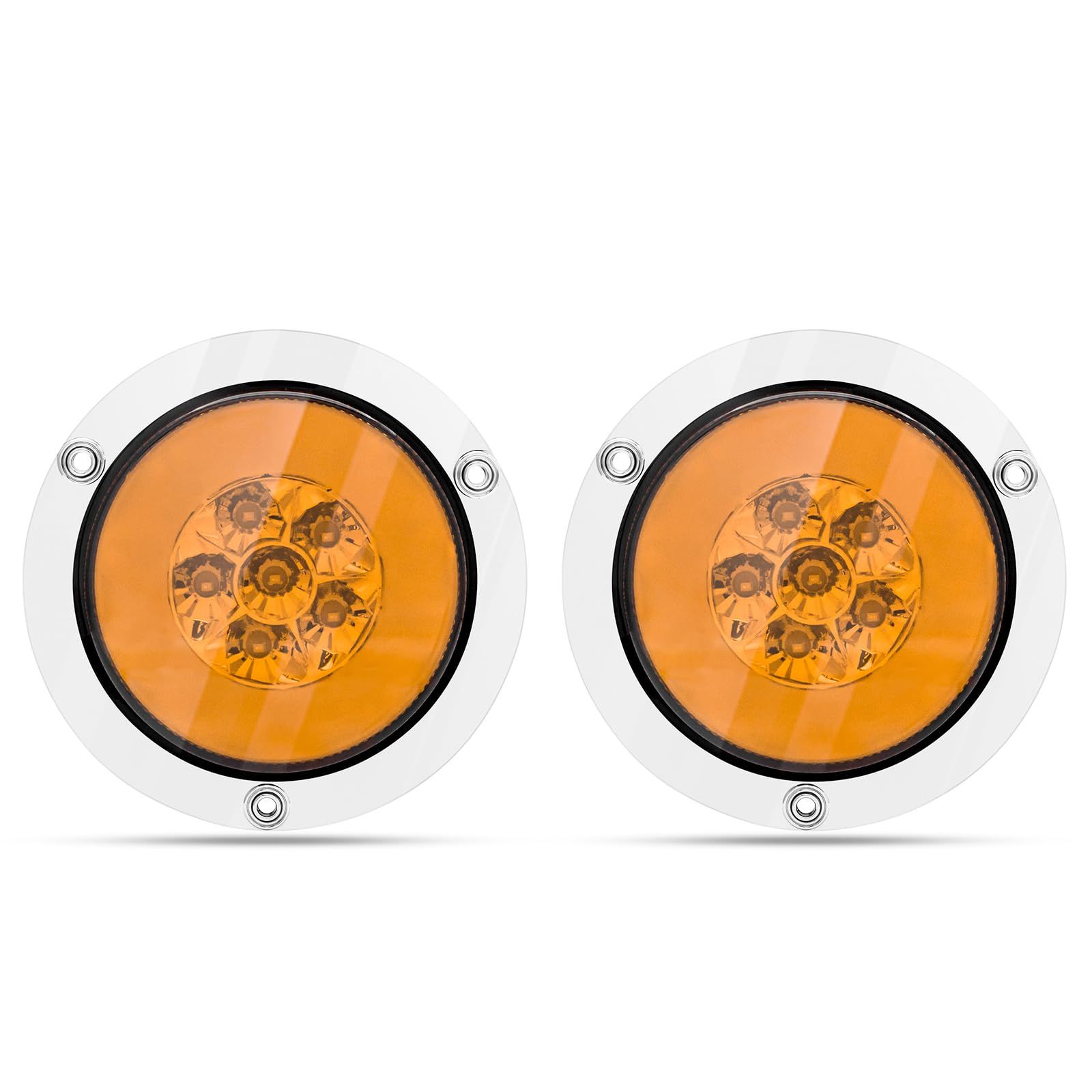 新品 Aoling トラック テールランプ 丸型 LED 12V 24V トレーラー 軽トラ ボートトレーラー トラックテールランプ ウインカー 2個 (イエロー)